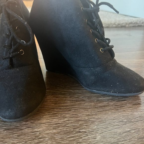 Wedge Black Suede Booties - Picture 2 of 3